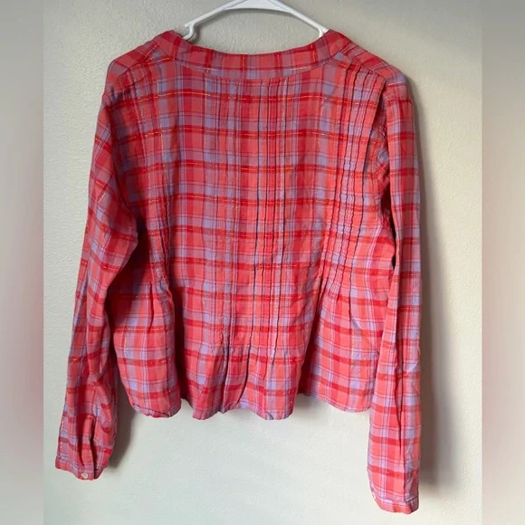 Natural Life Montana Cotton Gauze Top - Pink Lavender Plaid - Women’s Small Boho - Picture 6 of 6